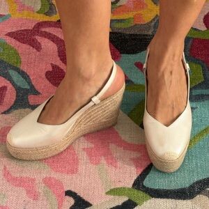 Women's Cream Espadrille Wedge Sandals